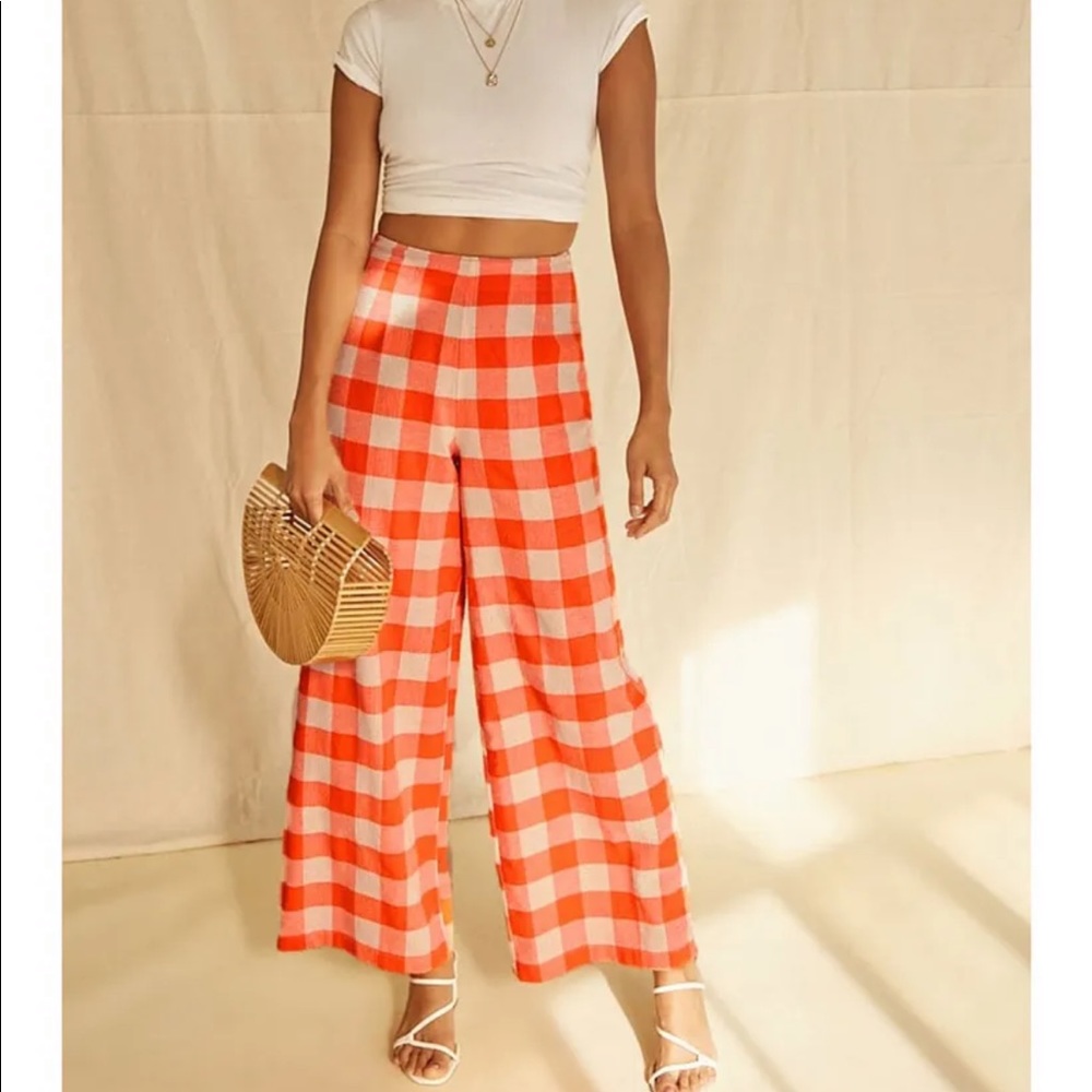 Wide leg orange plaid GAME DAY pants